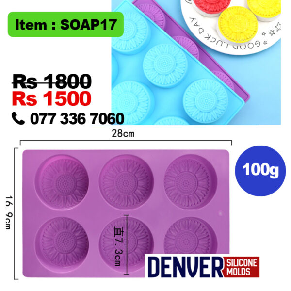 6-Cavity Silicone Soap Mold 100g