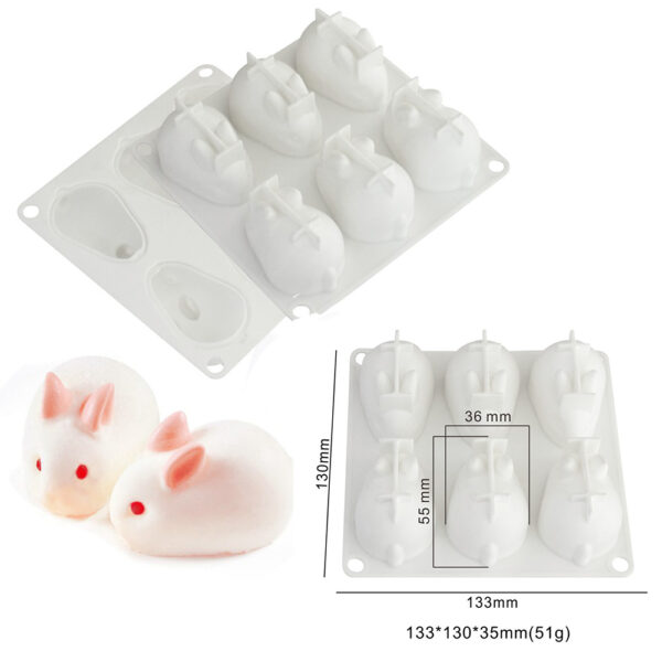 6 Pcs Rabbit Silicone Easter Mold